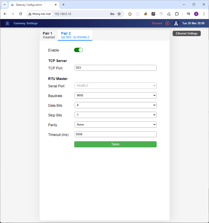 open ethernet settings