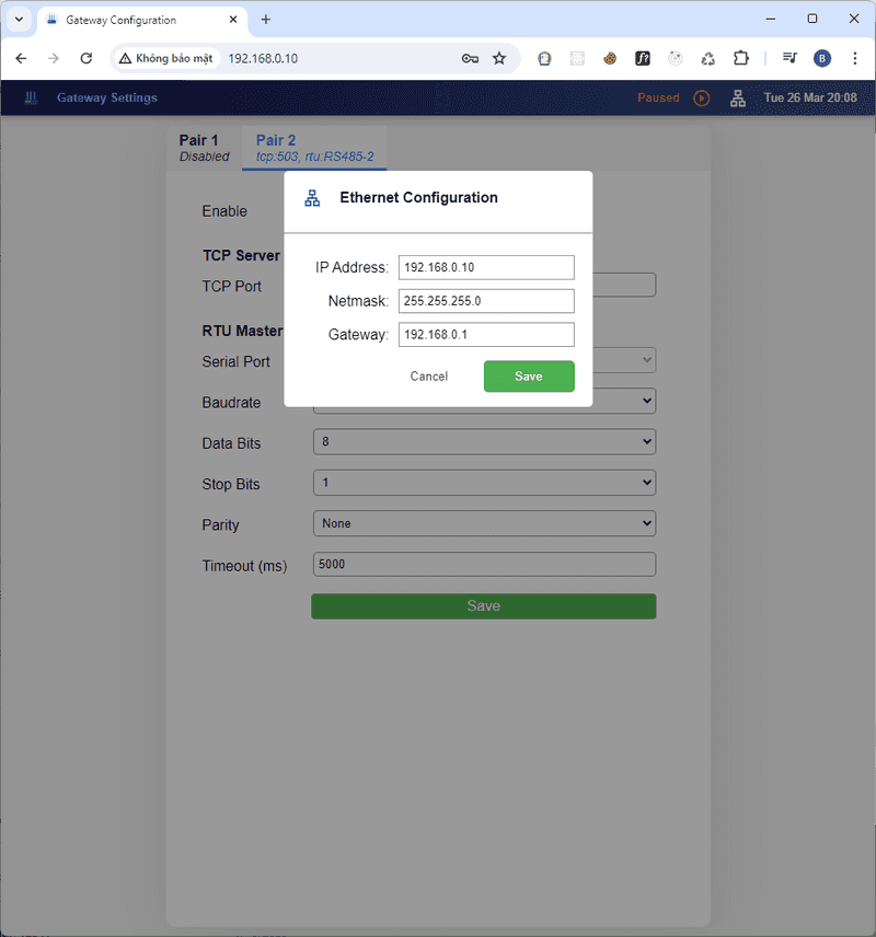 ethernet settings